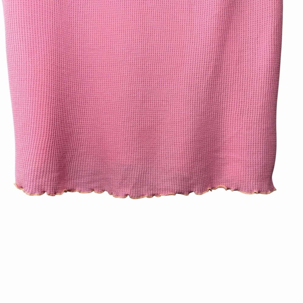 Vintage Y2K GAP Body Pink Waffle Knit‎ Lace Cami Top Medium Coquette - Picture 8 of 11